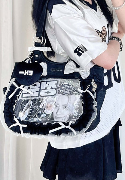 Banana Miracle Apron Lolita Black Silver Blue Messenger Bag - Sugarplum Store