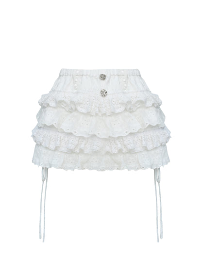Serendipity Cross Rabbit White Hoodie Skirt Two Piece Set