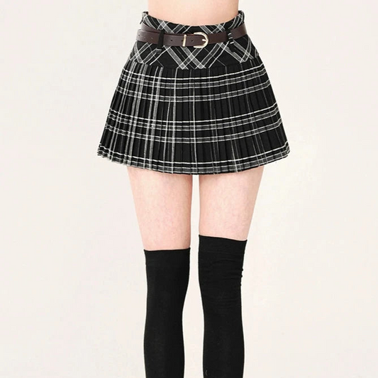 Young Eyes School Girl Black Plaid Mini Skirt - Sugarplum Store