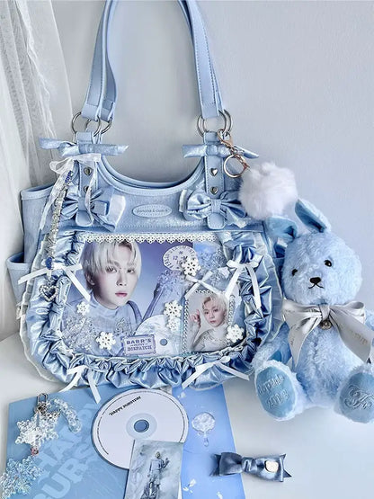 Banana Miracle Apron Lolita Black Silver Blue Messenger Bag