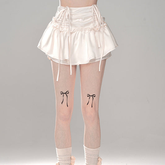 Young Eyes Coquette Swan Cream Pink Ruffle Short Skirt - Sugarplum Store