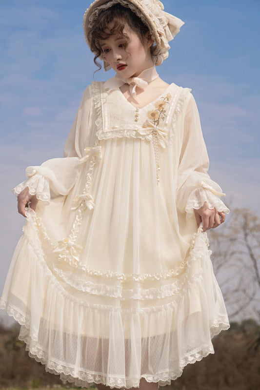 Unknown Star Sunflower Yellow Cream Lolita Spring Fall Dress - Sugarplum Store