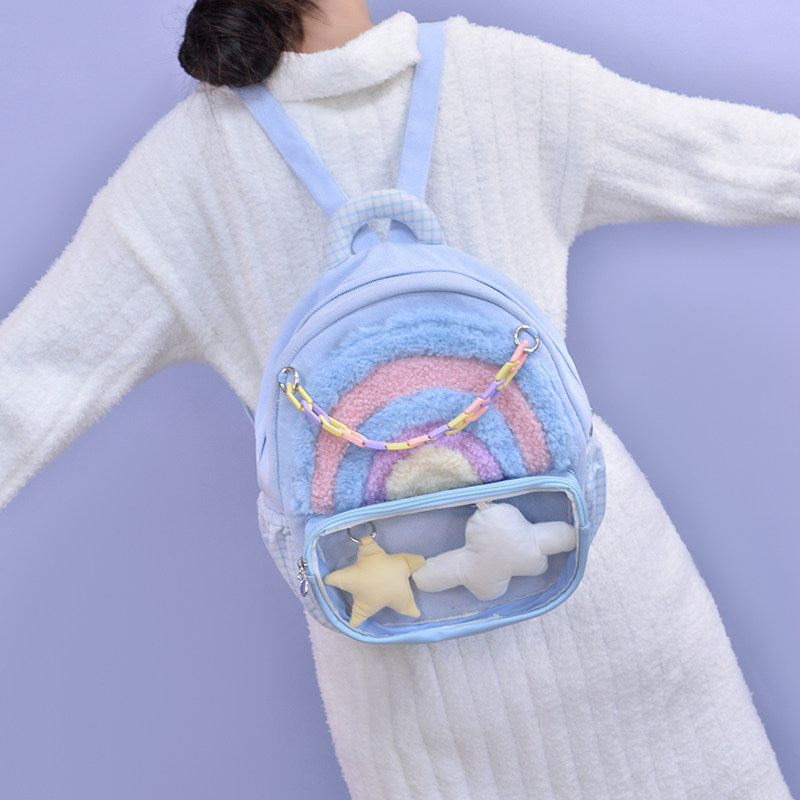 Rainbow Pastel Colorful Purple Star Cloud Cute Y2K Bag Backpack