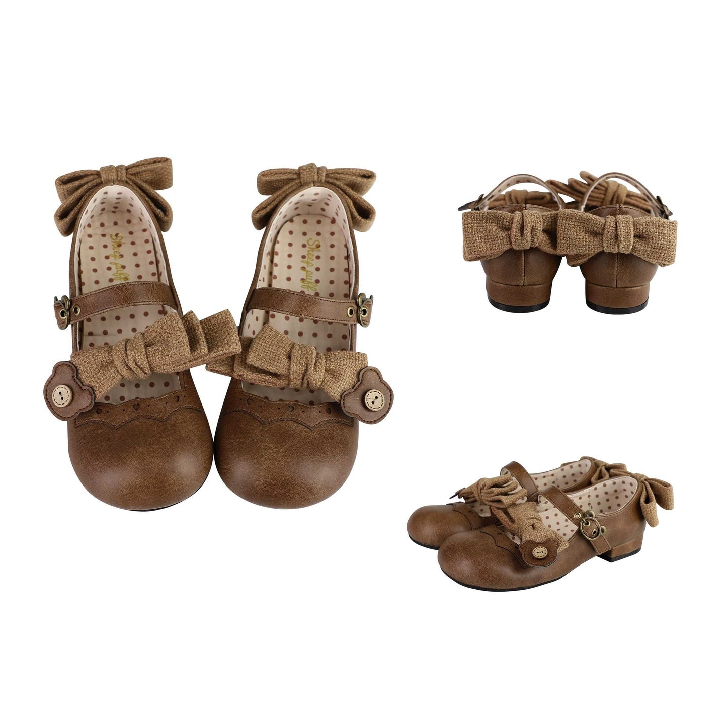Puffy Sheep Lolita Teddy Bear Buckle 1.0 Mary Jane Flat Shoes