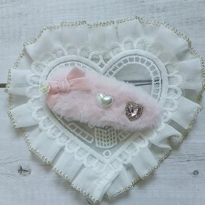 Jirai Kei Pearl Fuzzy Fur Hair Clips Hair Accessories