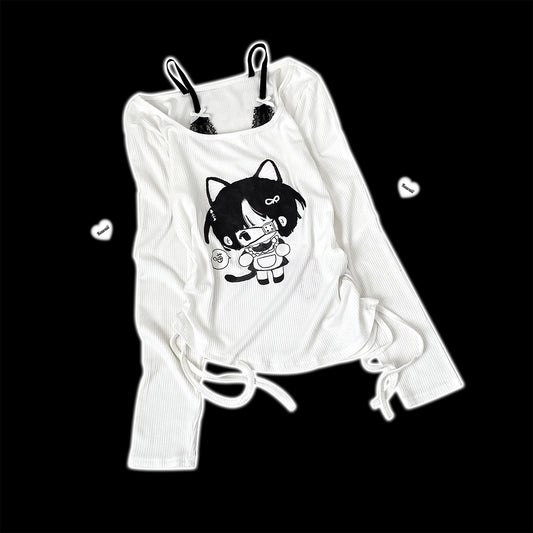 Kitten Bullet Chuunibyou Cat Girl White Shirt Top - Sugarplum Store