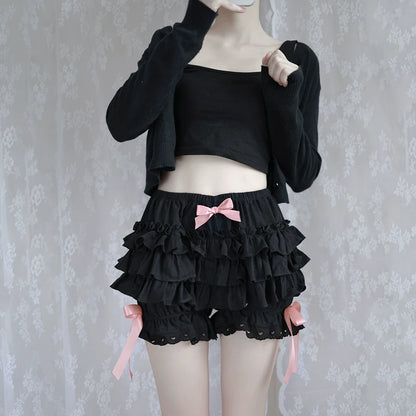 Lolita Lace Ruffled Black White Bloomers Shorts