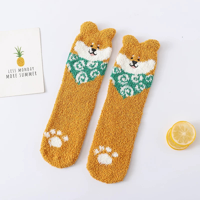 Shiba Inu Dog Warm Thick Plush Socks Set
