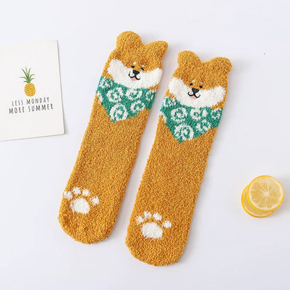 Shiba Inu Dog Warm Thick Plush Socks Set
