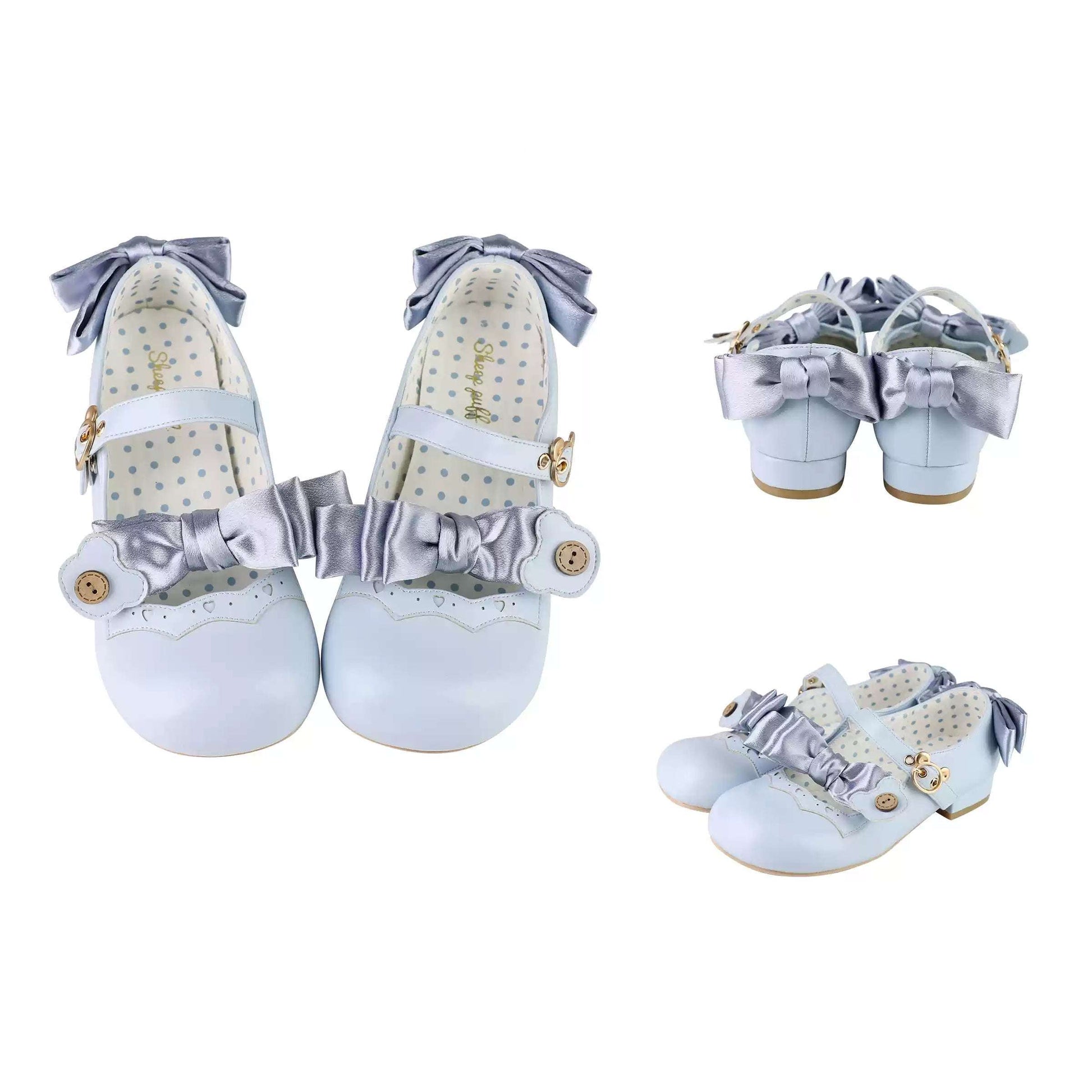 Puffy Sheep Lolita Teddy Bear Buckle 1.0 Mary Jane Flat Shoes
