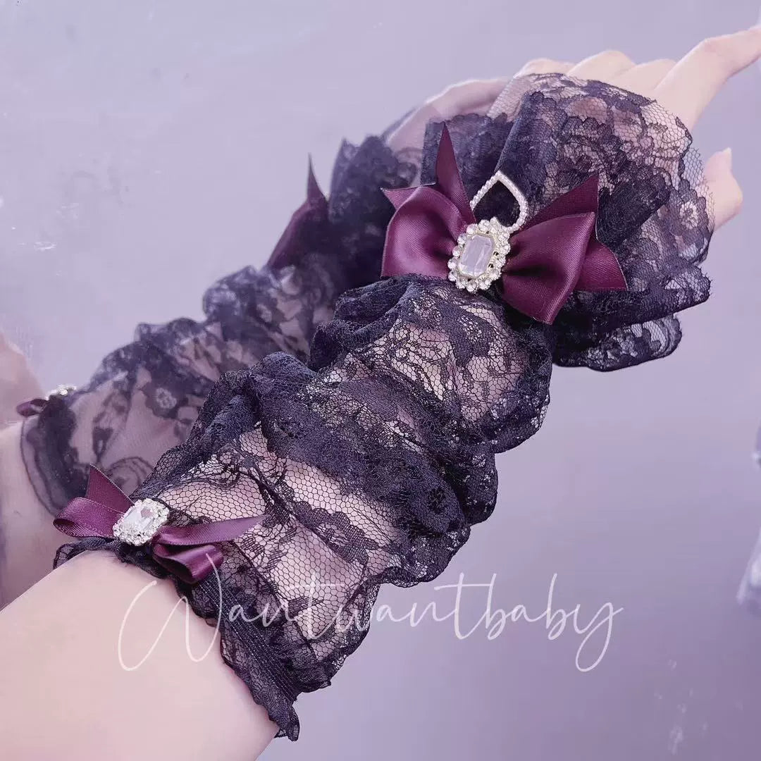 Princess Elegant Lace Handmade Lolita EGL Brooch Arm Warmers Gloves - Sugarplum Store