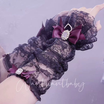 Princess Elegant Lace Handmade Lolita EGL Brooch Arm Warmers Gloves - Sugarplum Store