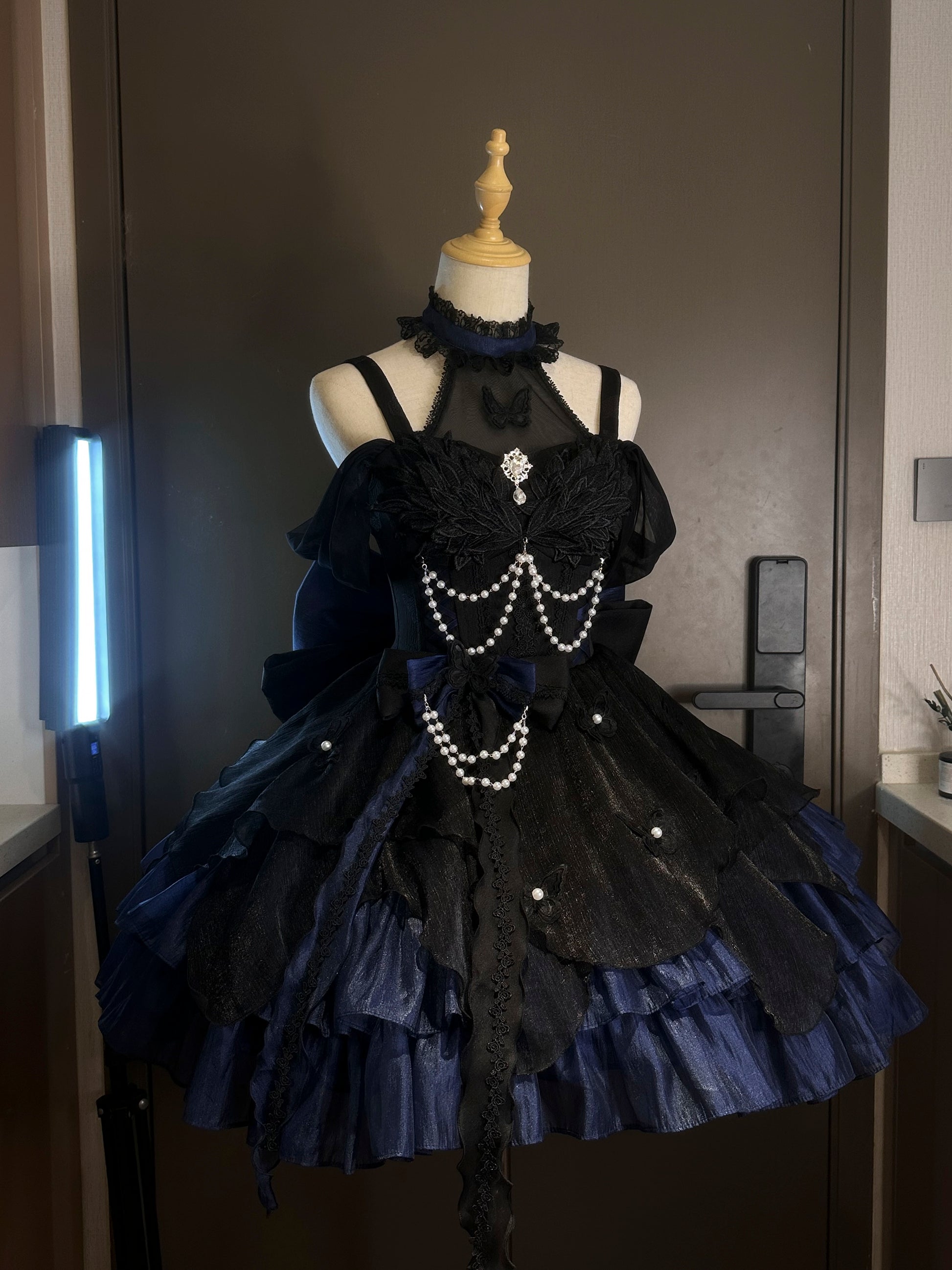 sheer black lolita dress Flying Diary Swan Lake Princess Black White Blue Lolita Dress – Sugarplum Store