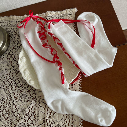 Noble Festival Pink Black Blue Red Lace Socks & Bear Garter - Sugarplum Store