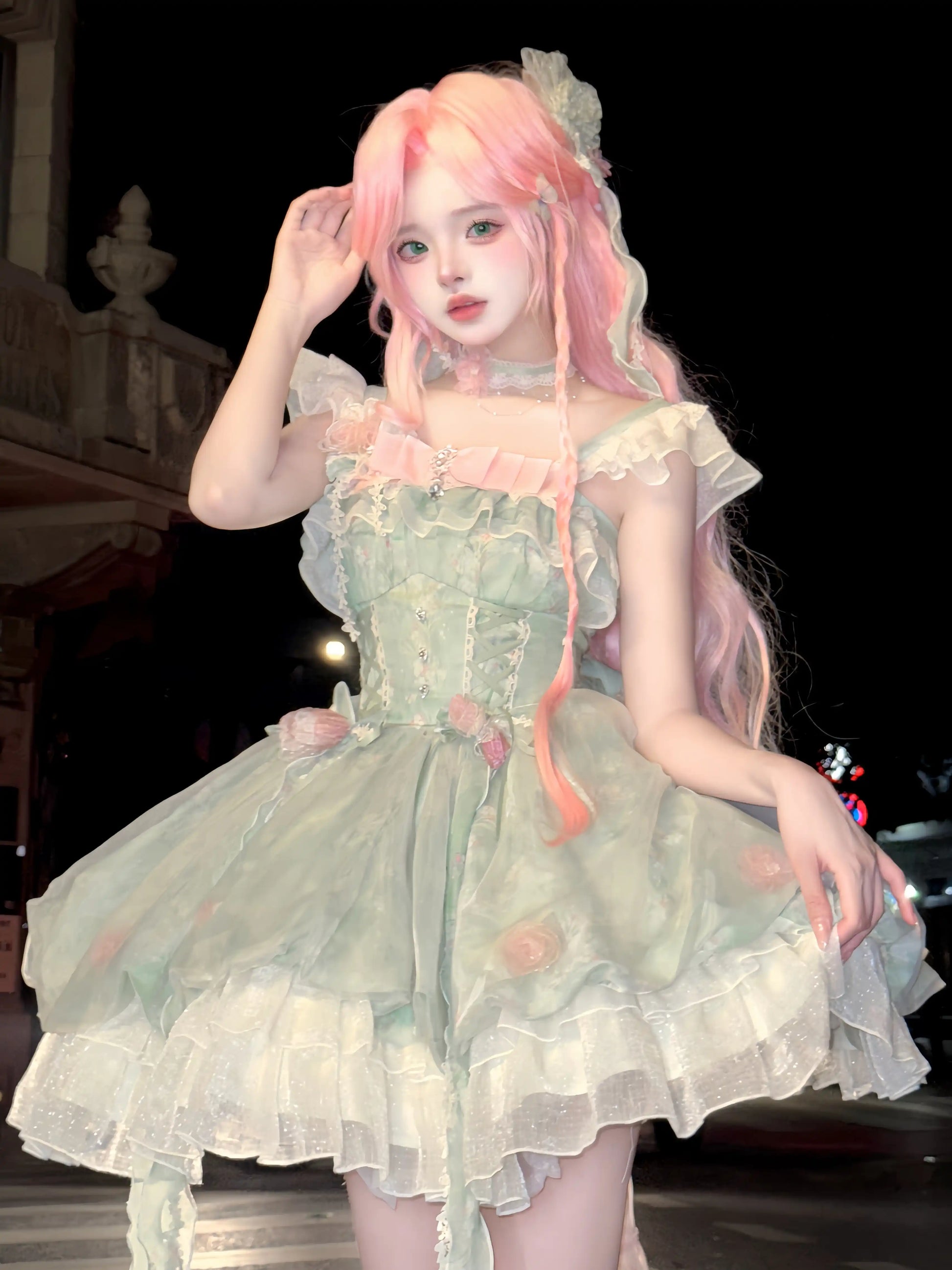 Platycodon Girls Spring Forest Fairy Pink Green Lolita Dress Sugarplum Store Platycodon Girls Spring Forest Fairy Pink Green Lolita Dress Sugarplum Store
