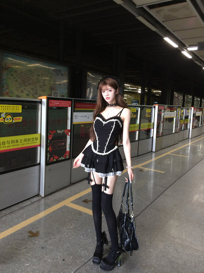 Creamy Cute Hot Leader Black Cami Top & Skirt Two Piece Set - Sugarplum Store