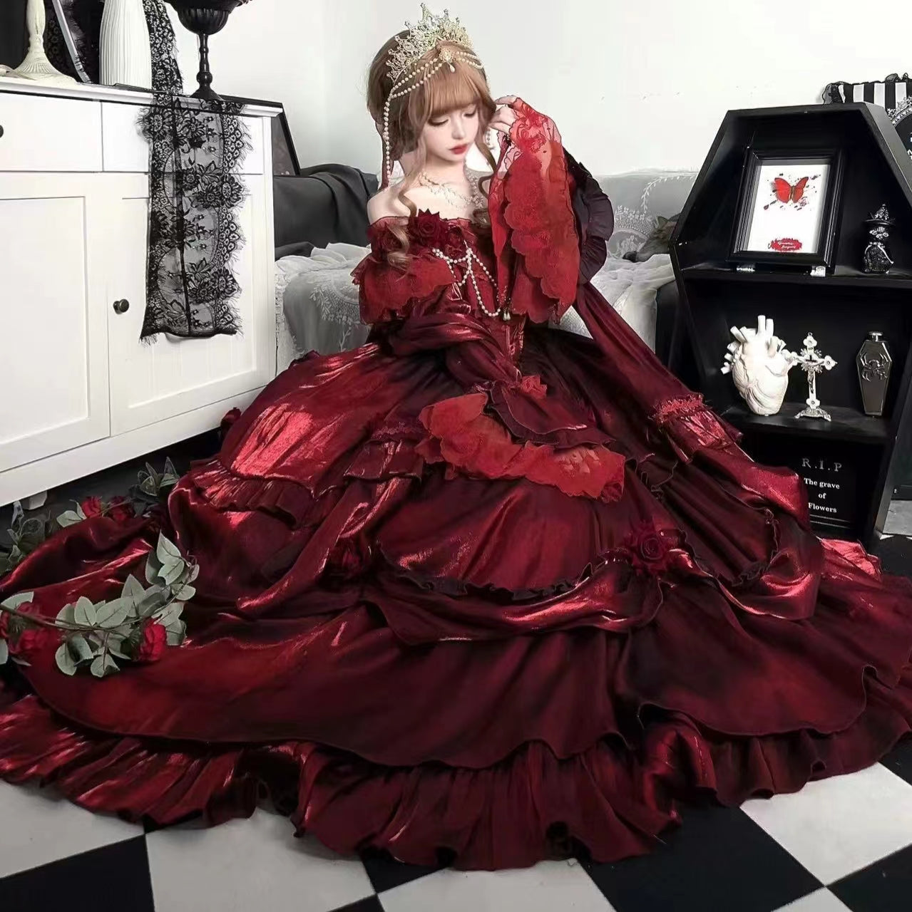 rose prom dress Meow Fruit Tana Estate Princess Ruffled Rose Prom Dress – Sugarplum Store