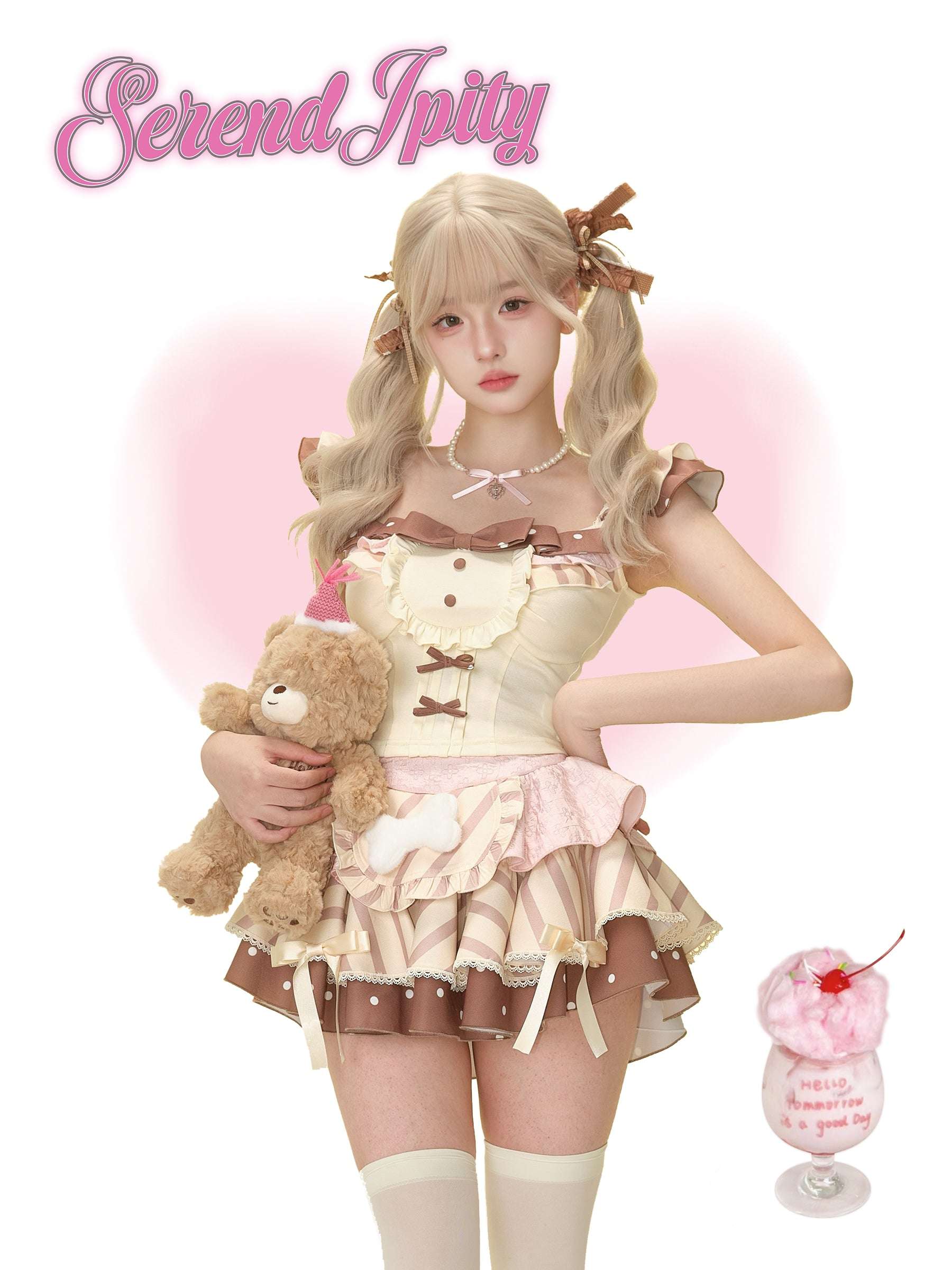 Serendipity Caramel Pudding Brown Top & Skirt Two Piece Set