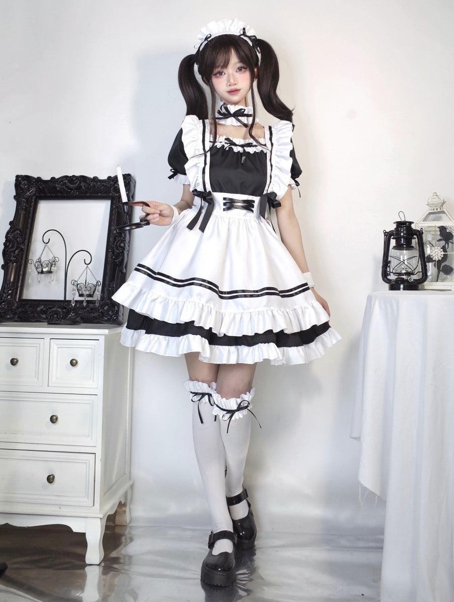 Plus Size Cosplay Monogatari Black & Pink Maid Costume Dress Set Sugarplum Store Plus Size Cosplay Monogatari Black & Pink Maid Costume Dress Set Sugarplum Store