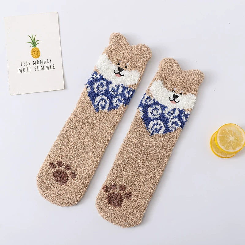 Shiba Inu Dog Warm Thick Plush Socks Set