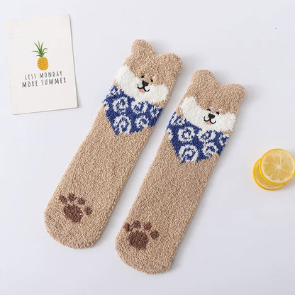 Shiba Inu Dog Warm Thick Plush Socks Set