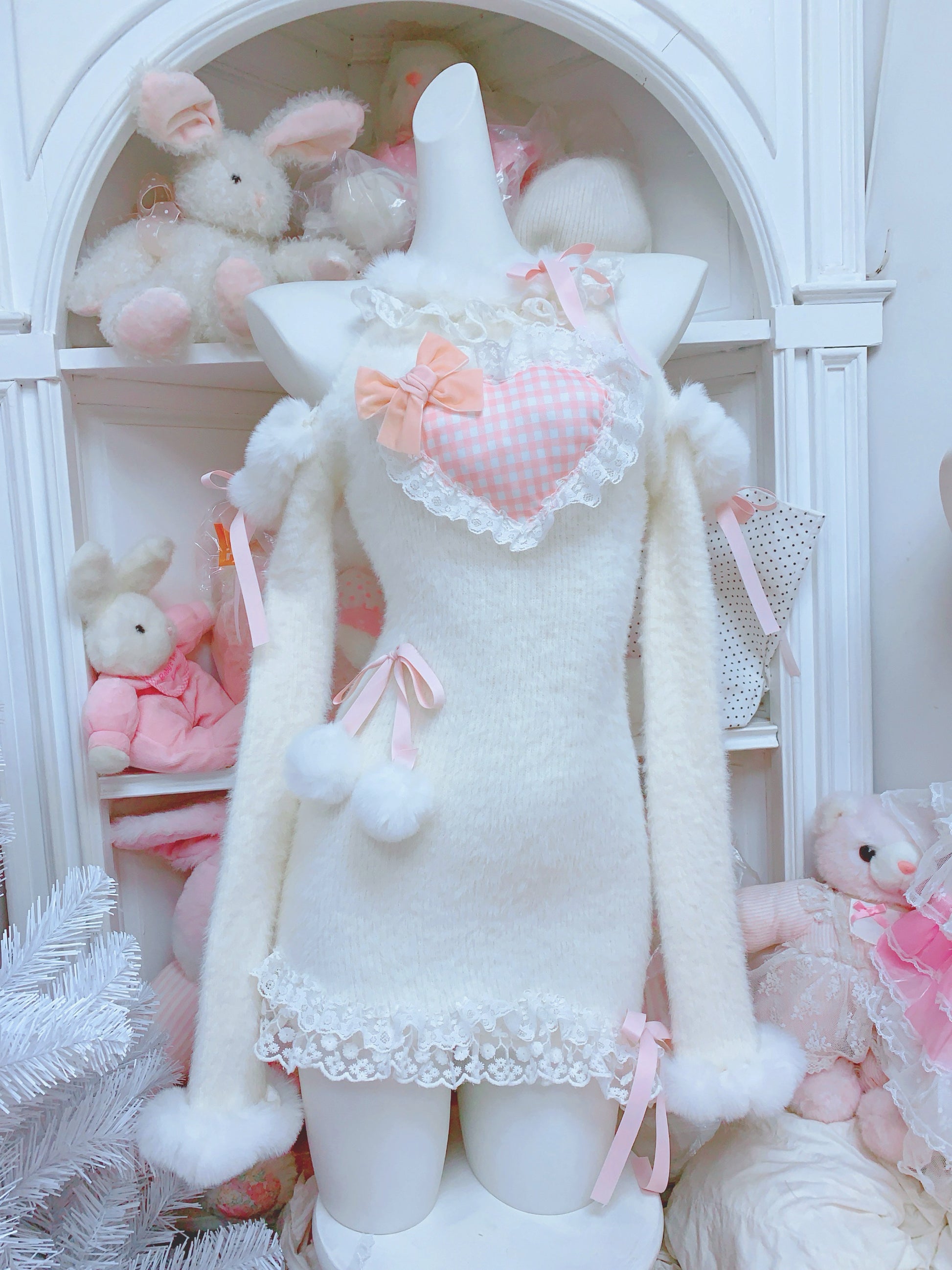 Candy Fairy Plaid Pink Heart Bodycon Fuzzy Dress Sugarplum Store Candy Fairy Plaid Pink Heart Bodycon Fuzzy Dress Sugarplum Store