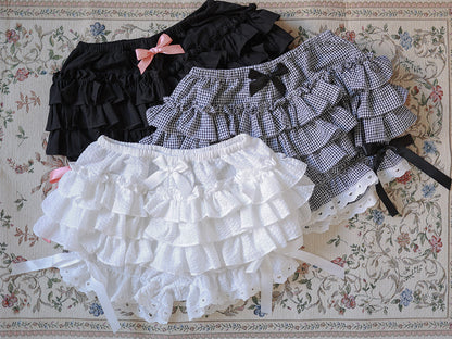 Lolita Lace Ruffled Black White Bloomers Shorts