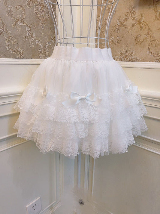 Sweetheart Princess Black White Lace Cake High Waist Mini Skirt
