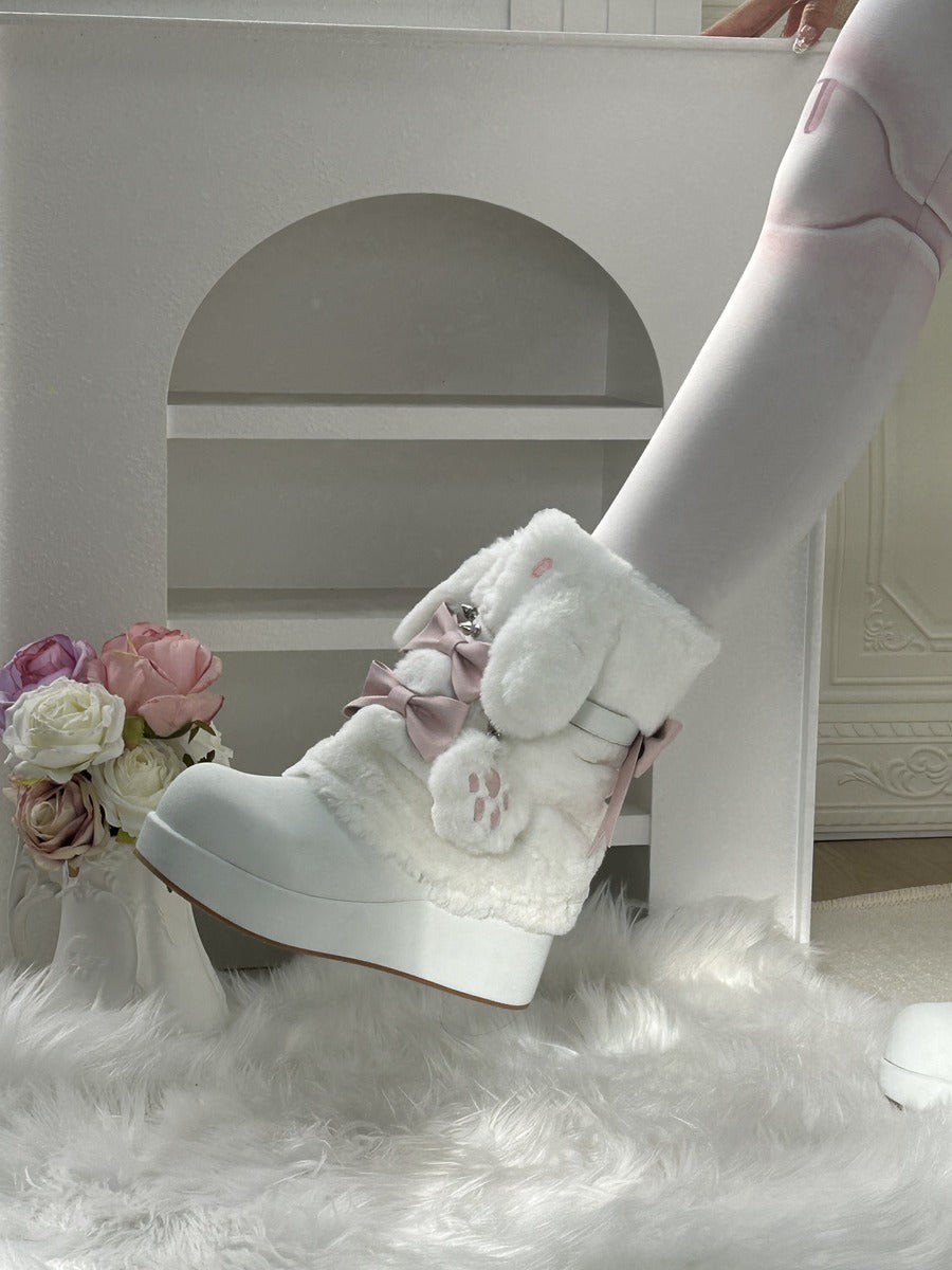 Pocket Cat Rabbit Ears Plush Winter Boots