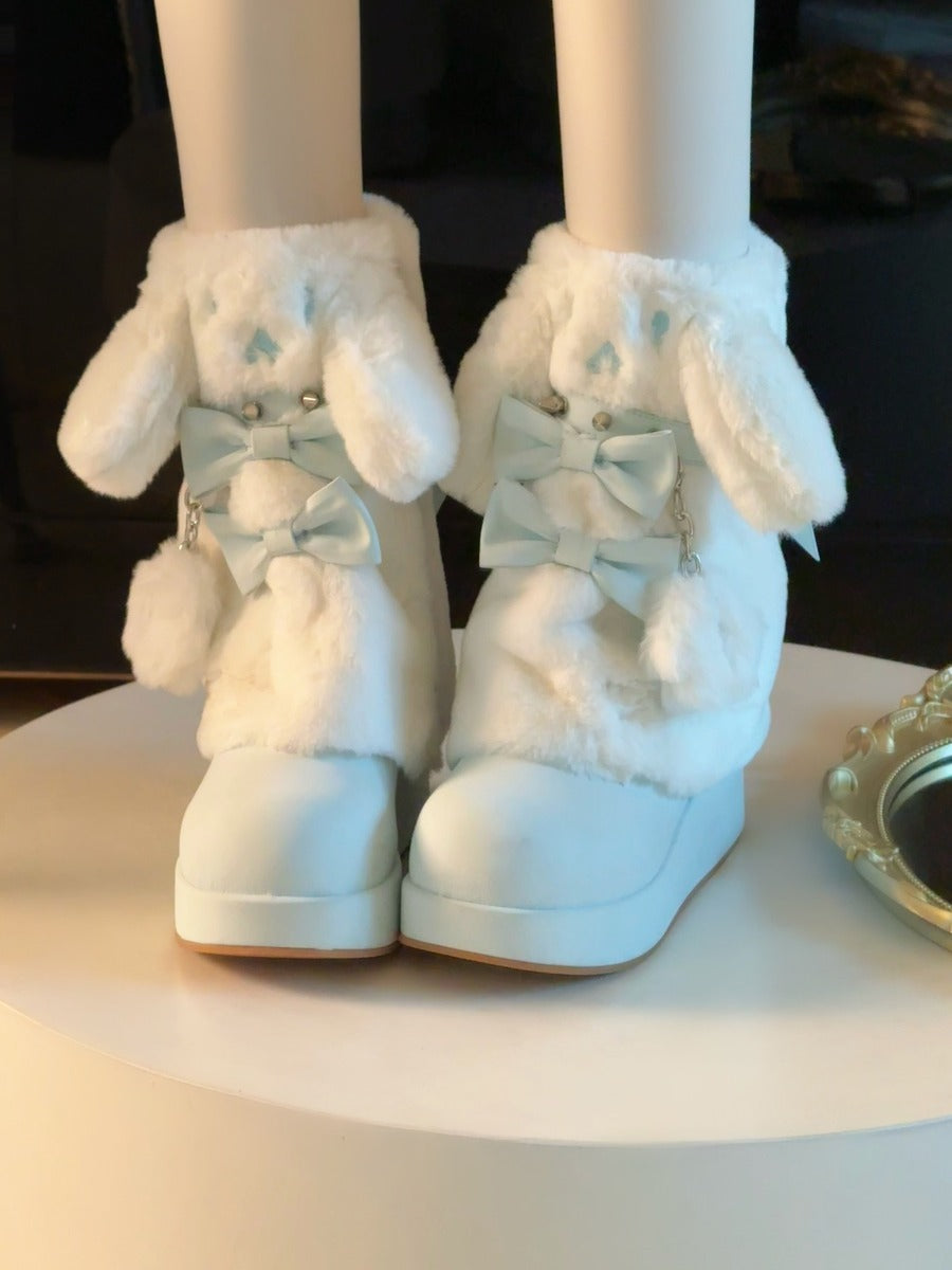 Pocket Cat Rabbit Ears Plush Winter Boots