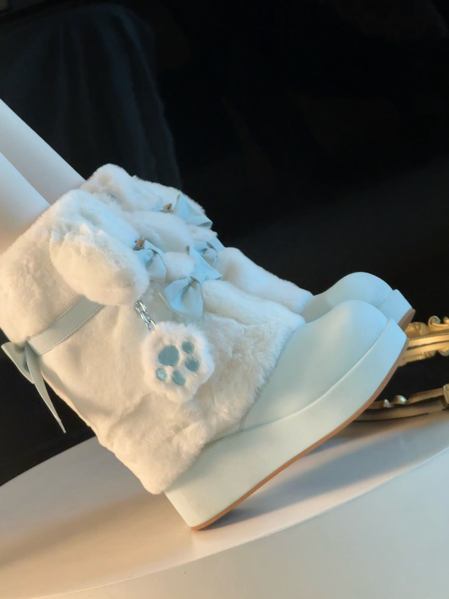 Pocket Cat Rabbit Ears Plush Winter Boots