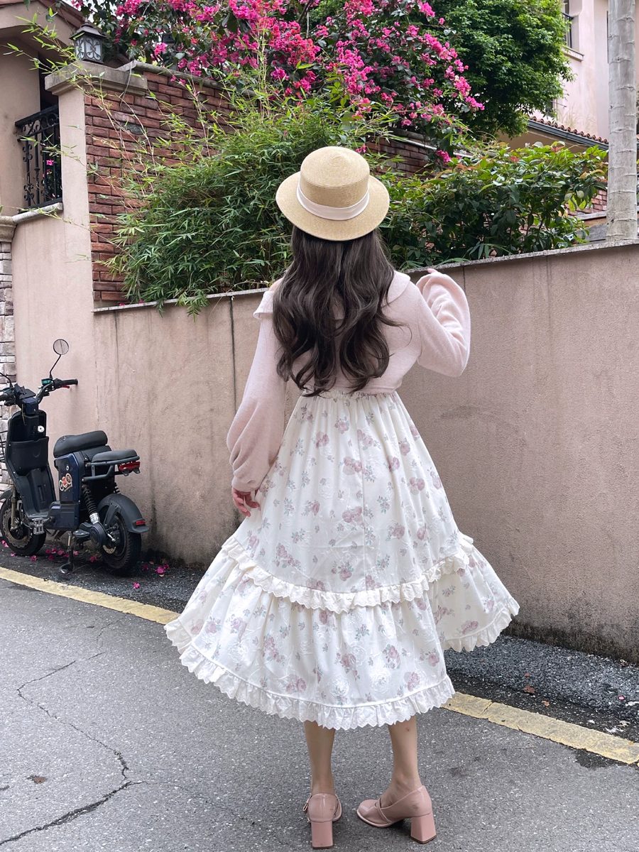Ruellia Rose Floral Princess Strap Dress Jacket Two Piece Set