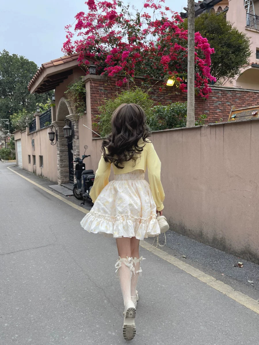 Ruellia Rose Floral Princess Strap Dress Jacket Two Piece Set