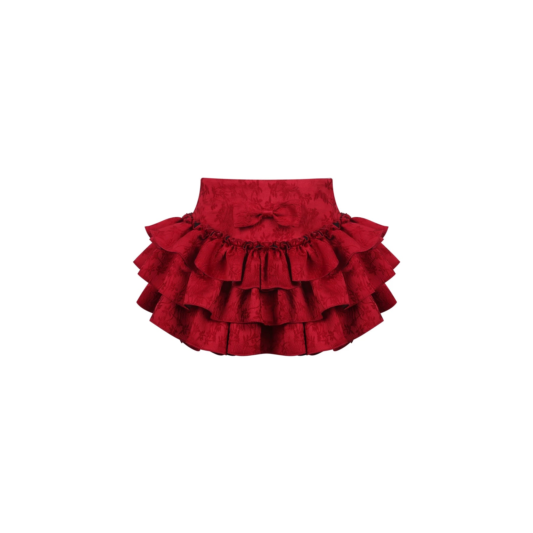 Red ruffled skirt on a white background