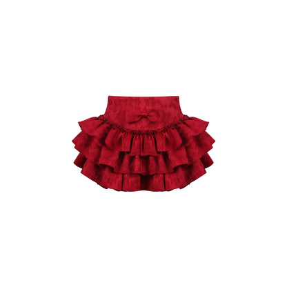 Red ruffled skirt on a white background