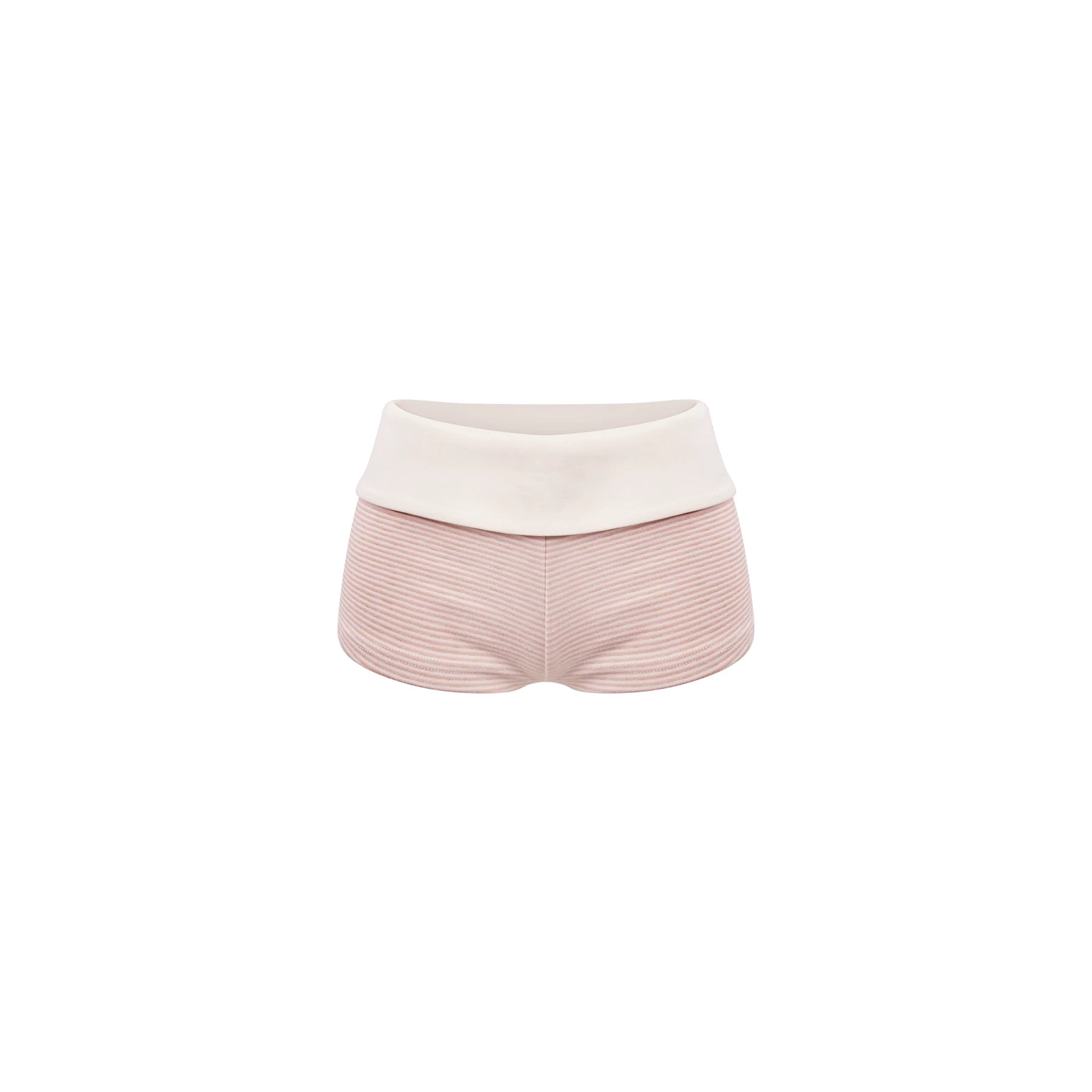 Pink shorts with a white top on a white background