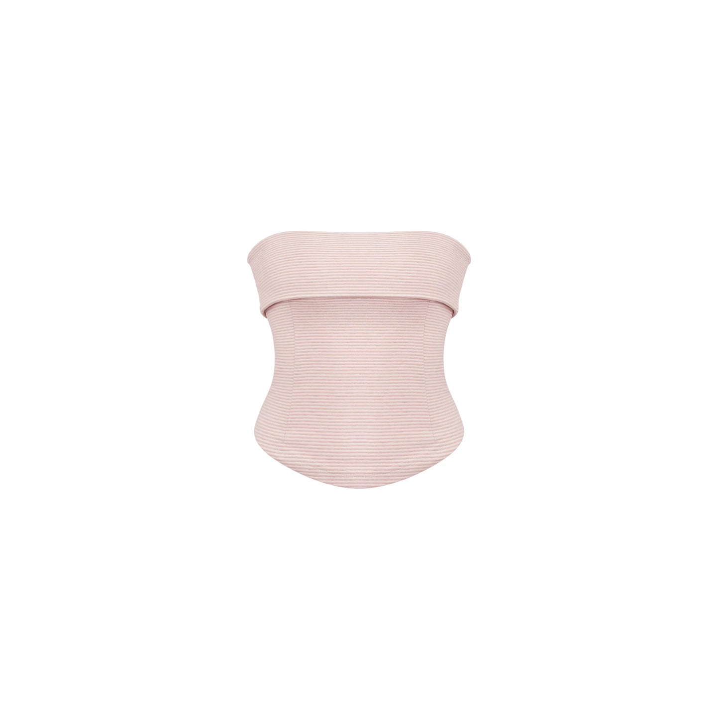 Pink strapless top on a white background