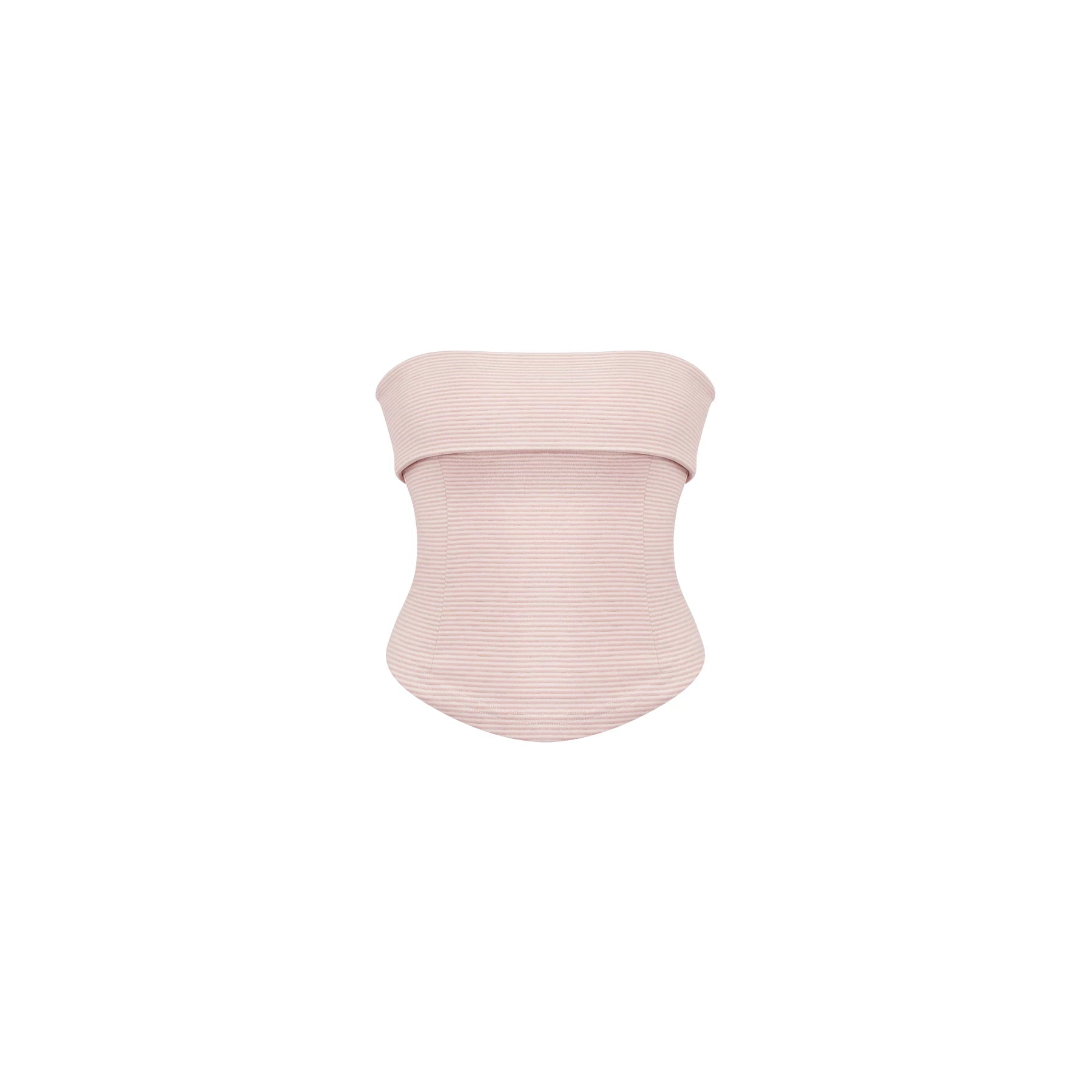 Pink strapless top on a white background