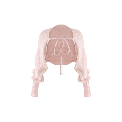 Serendipity Daily White Peach Cami Skirt Pink Cardigan Three Piece Set