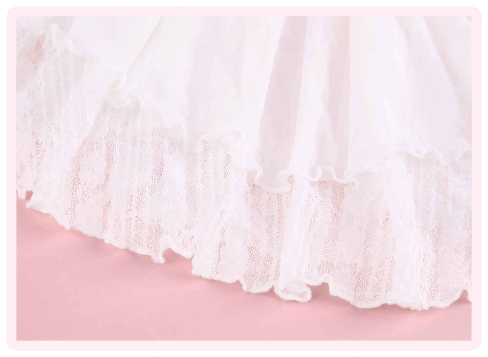 Serendipity Daily White Peach Cami Skirt Pink Cardigan Three Piece Set