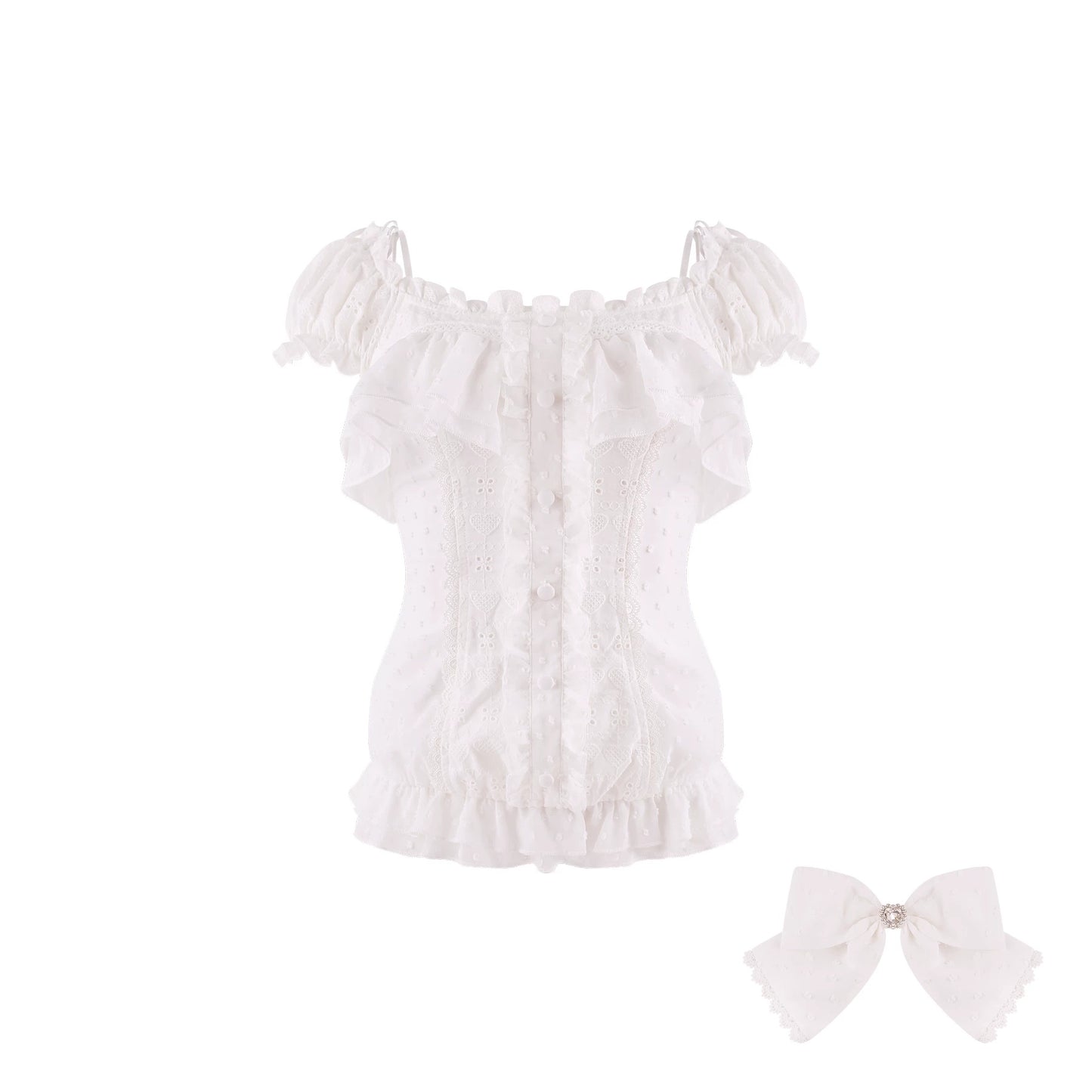 Serendipity Dream Weaver White Blouse Skirt Two Piece Set