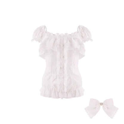 Serendipity Dream Weaver White Blouse Skirt Two Piece Set