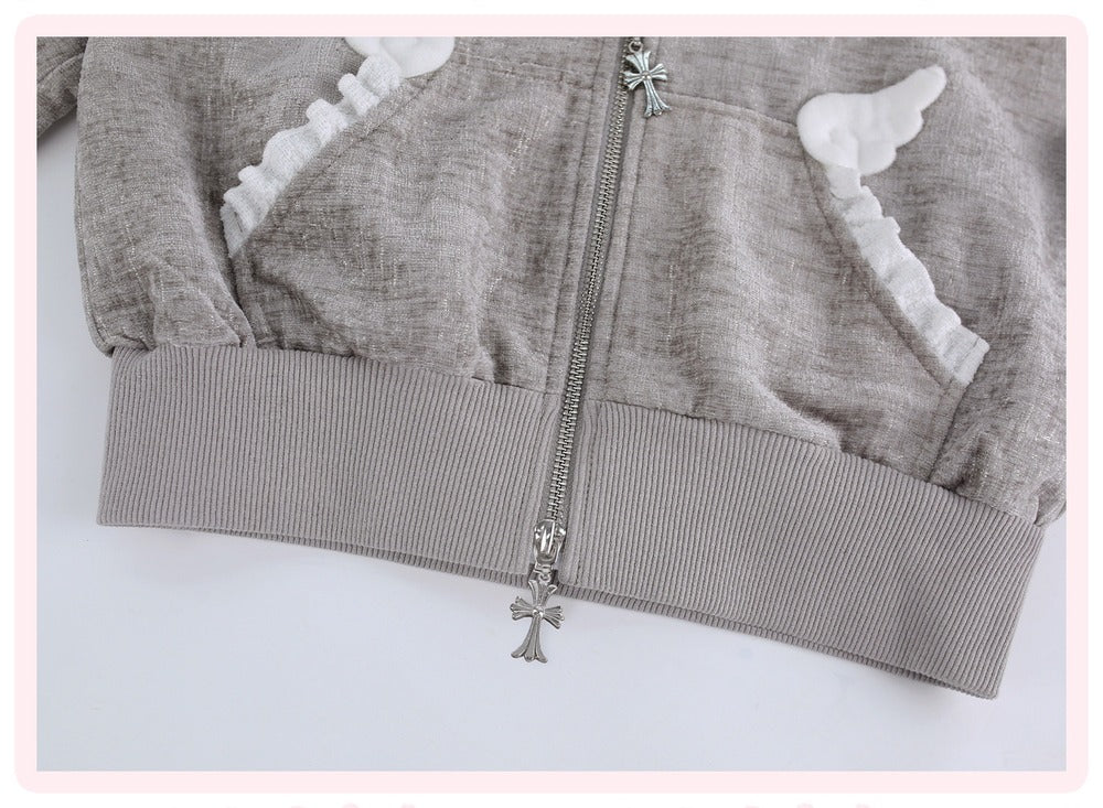 Serendipity Gray Cat Dimension Hoodie Skirt Two Piece Set