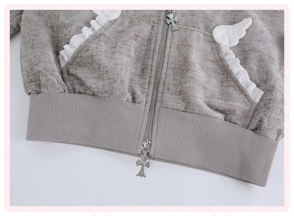 Serendipity Gray Cat Dimension Hoodie Skirt Two Piece Set