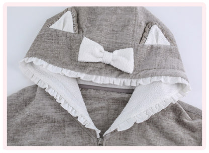 Serendipity Gray Cat Dimension Hoodie Skirt Two Piece Set