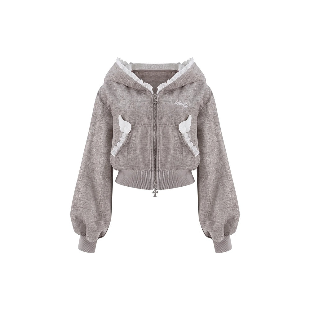 Serendipity Gray Cat Dimension Hoodie Skirt Two Piece Set