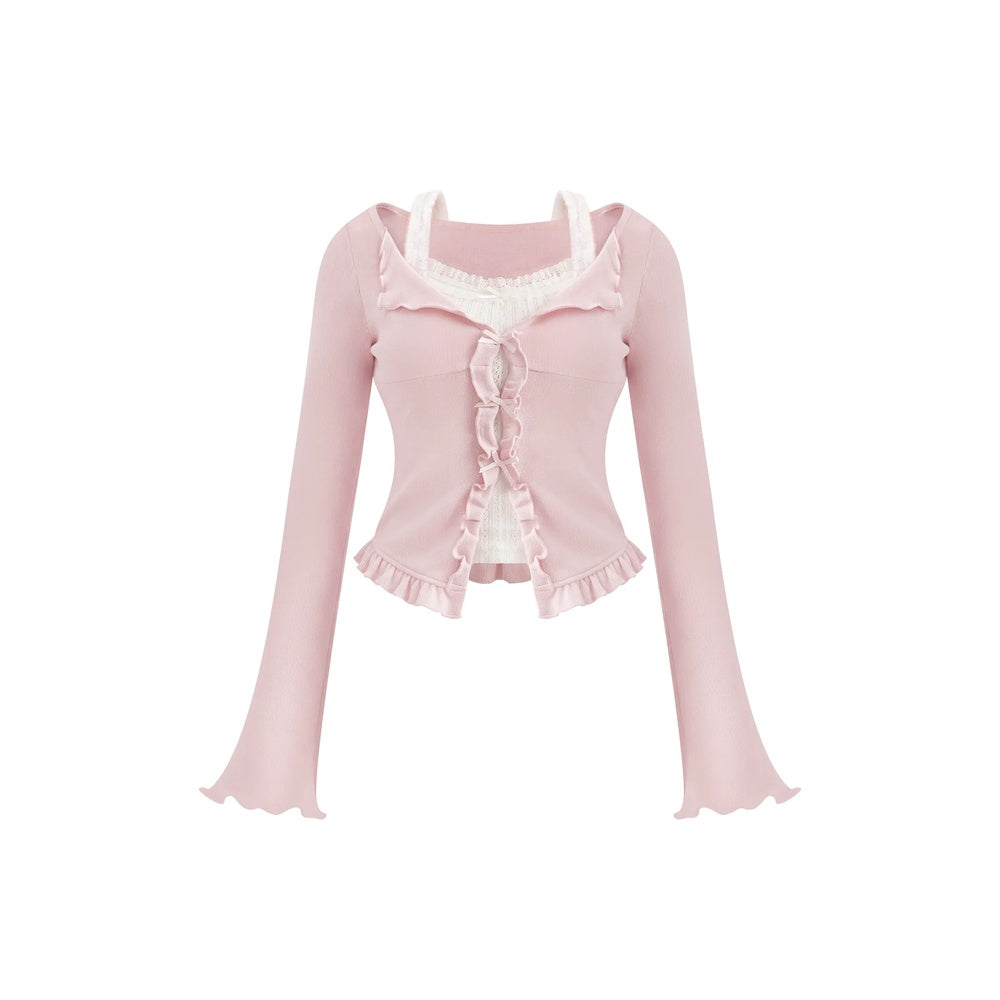 Serendipity Gummy Pink Top White Skirt Two Piece Set
