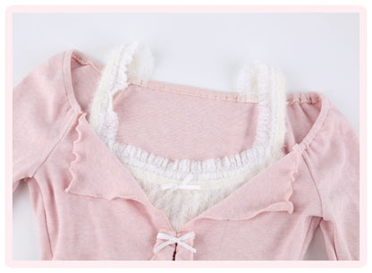 Serendipity Gummy Pink Top White Skirt Two Piece Set