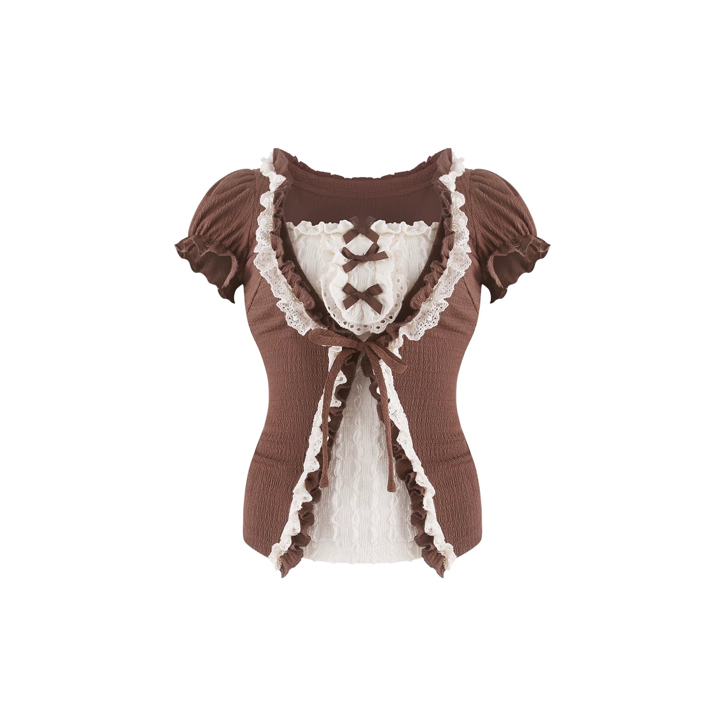 Serendipity Hazelnut Toffee Brown Blouse Skirt Two Piece Set