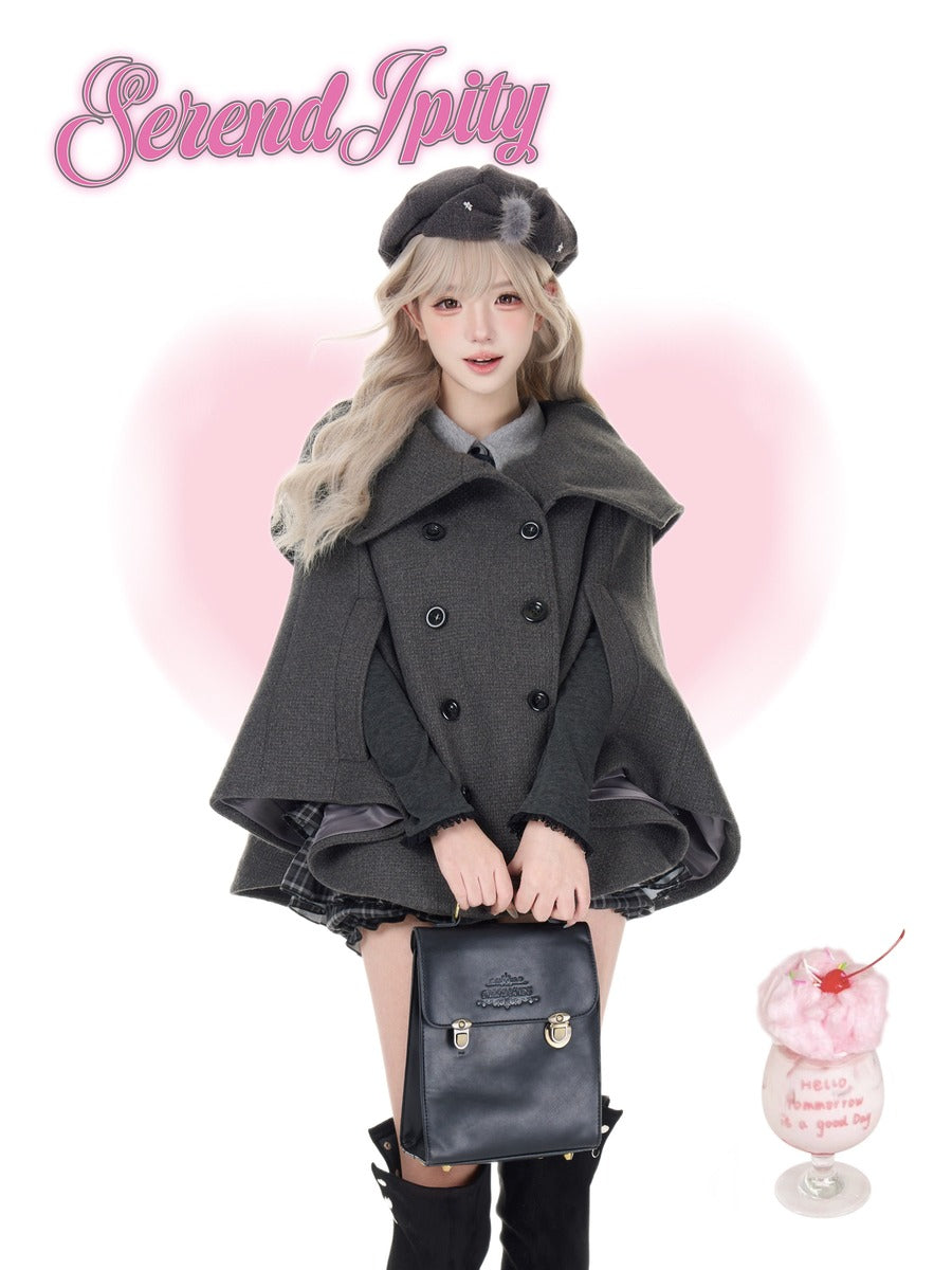 Serendipity Night Talk Black Top Cape Skirt Three Piece Set